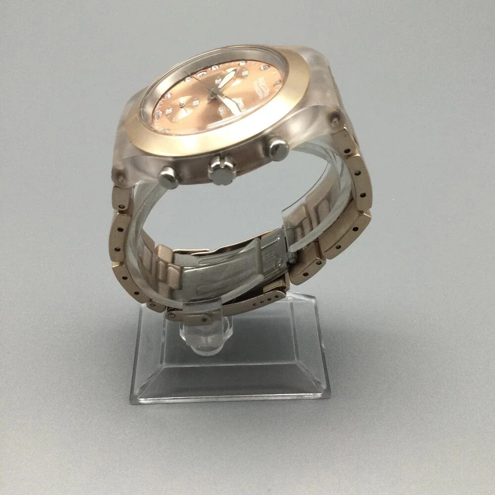Swatch Irony Diaphane Men Watch 42mm Full Blooded Caramel Swiss New Battery 6.5